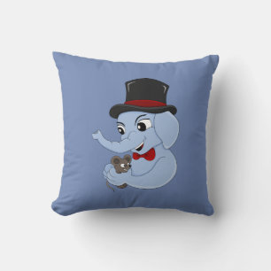 Coussin Belle bande dessinée de garçon d'éléphant lance un