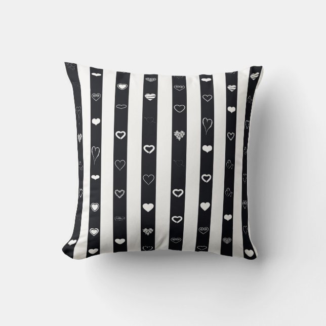 Coussin Belle Bande Noire Moderne Coeur (Recto)