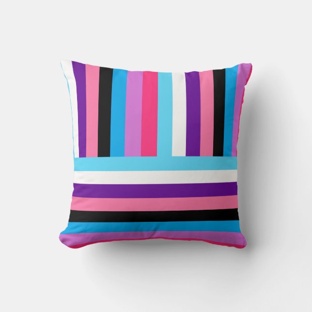 Coussin Belle Belle Couleur Rose Violet Bleu Bleu Stripes (Recto)