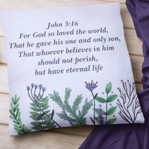 Coussin Belle Bible Chrétienne Florale Verse Violet