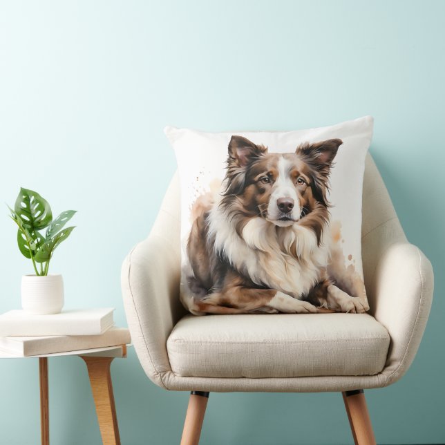COUSSIN BELLE BORDURE COLLIE HERDING CHIEN (Chaise)
