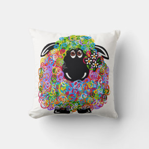 Coussin Belle brebis arc-en-ciel de la famille