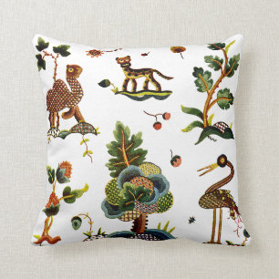 Coussin Belle broderie Jacobean traditionnelle de laine à