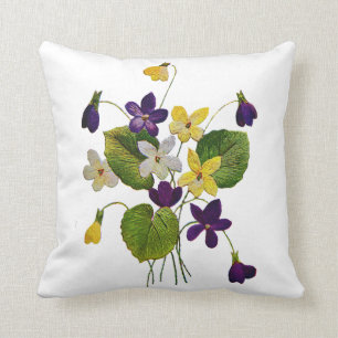 Coussin Belle Broderie Jacobéenne Traditionnelle Crewel P