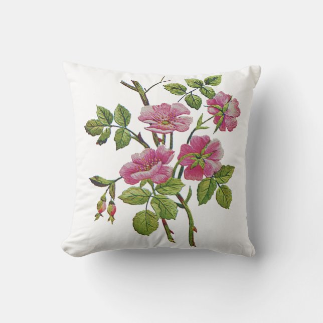 Coussin Belle broderie traditionnelle Jacobéenne Crewel (Recto)