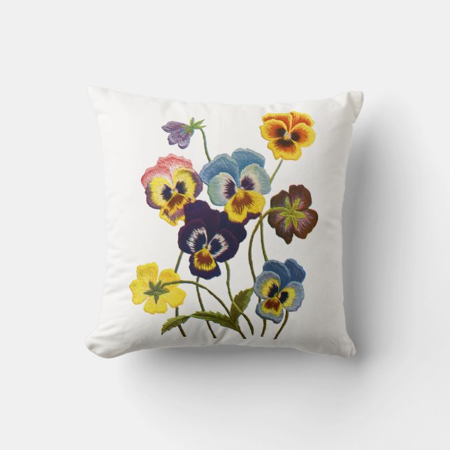 Coussin Belle broderie traditionnelle Jacobéenne Crewel (Recto)