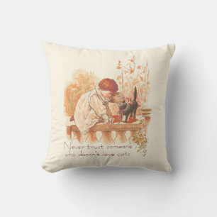 Coussin Belle citation de chats d'enfant Red Haired avec c