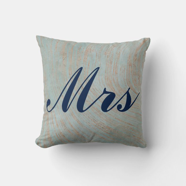 Coussin Belle conception en marbre bleu et cuivre M et Mme (Recto)