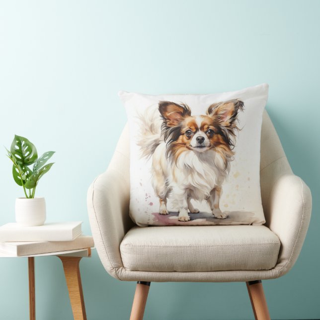 COUSSIN BELLE COULEUR D'EAU PETIT PAPILLON POPPY CHIEN (Chaise)