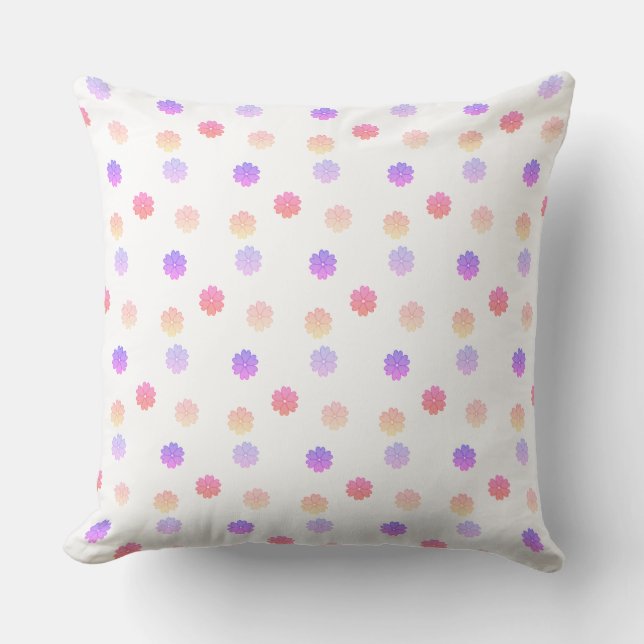 Coussin Belle couleur pastel florale rose et violette (Recto)