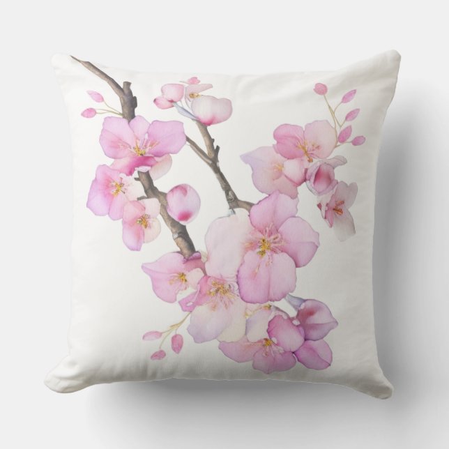 Coussin Belle couleur rose cerise Sakura fleurs (Recto)