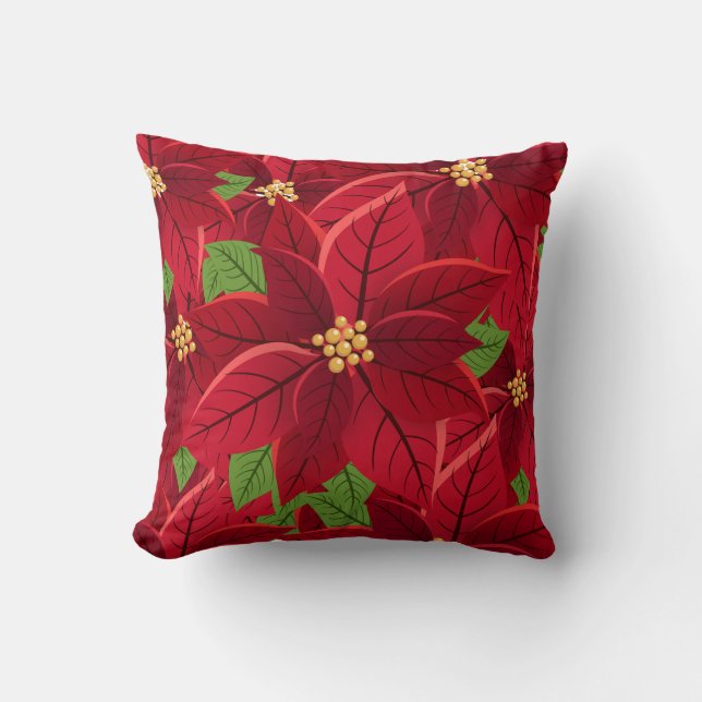 Coussin Belle couverture en polaire Poinsettia (Recto)