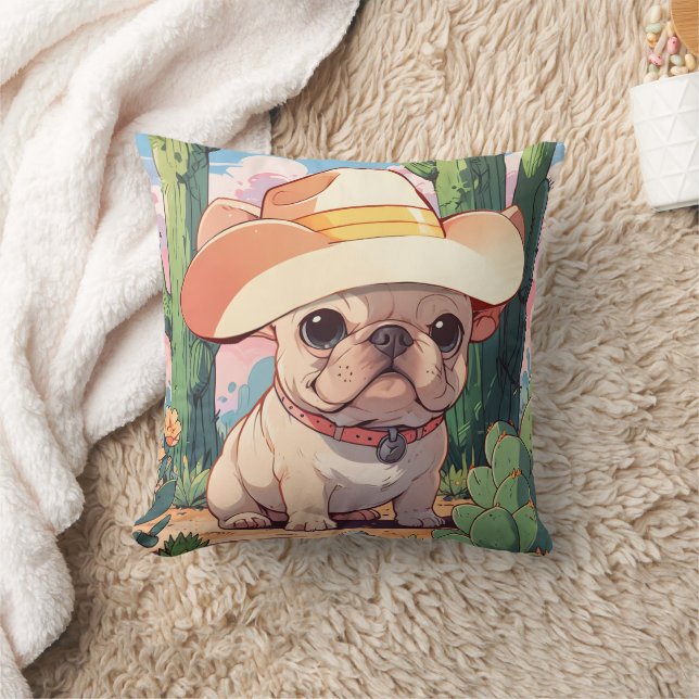 Coussin Belle cowboy pastel français Bulldog (Couverture)