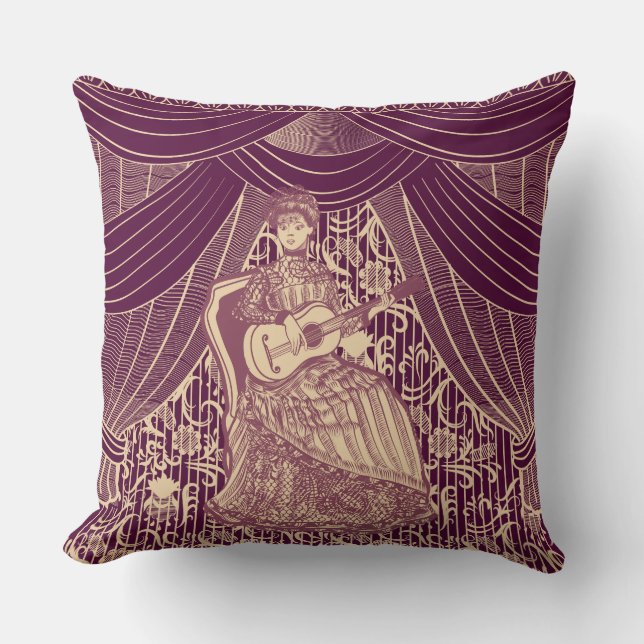 Coussin Belle dame avec guitare (Recto)