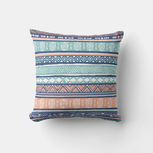 Coussin Belle ethnie tribale. Vintage main aztèque tirée (Recto)