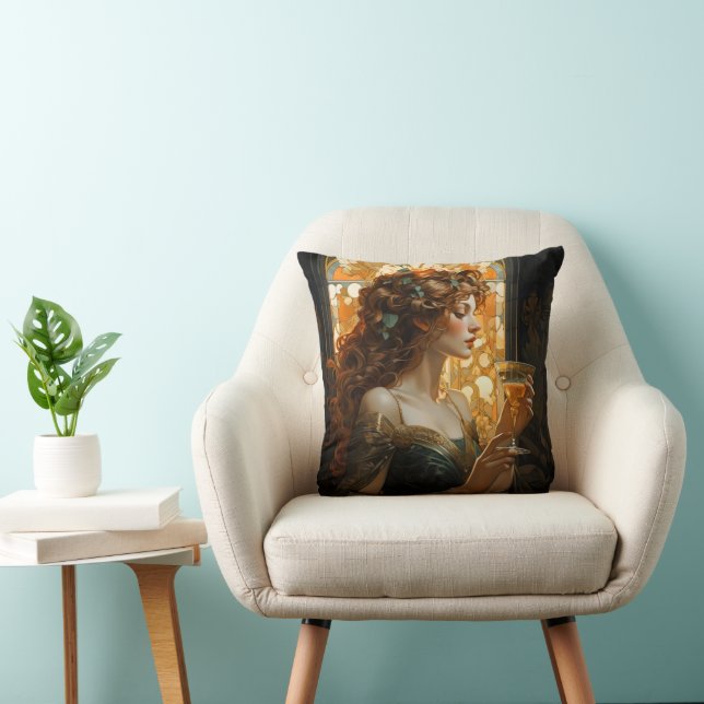 Coussin Belle Femme Art Nouveau (Chaise)