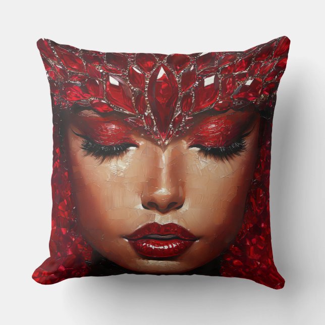 Coussin Belle femme aux bijoux rouges (Recto)