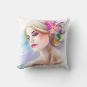 Coussin belle femme portrait mode illustration
