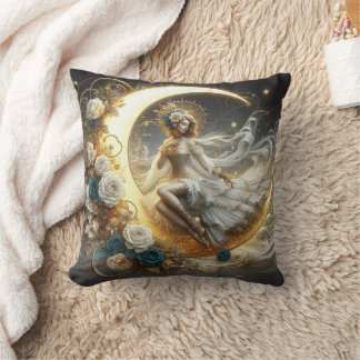 Coussin Belle femme Steampunk sur la Lune