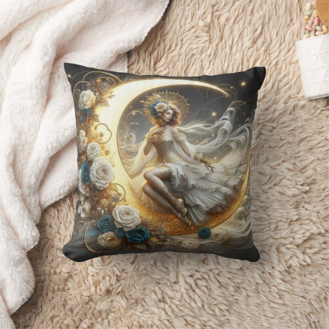 Coussin Belle femme Steampunk sur la Lune (Couverture)