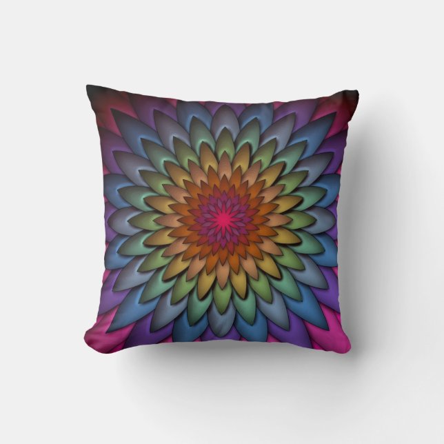Coussin Belle Fleur Arc-en-Ciel Brillante (Recto)