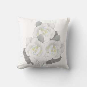 Coussin Belle Fleur blanche sur blanc