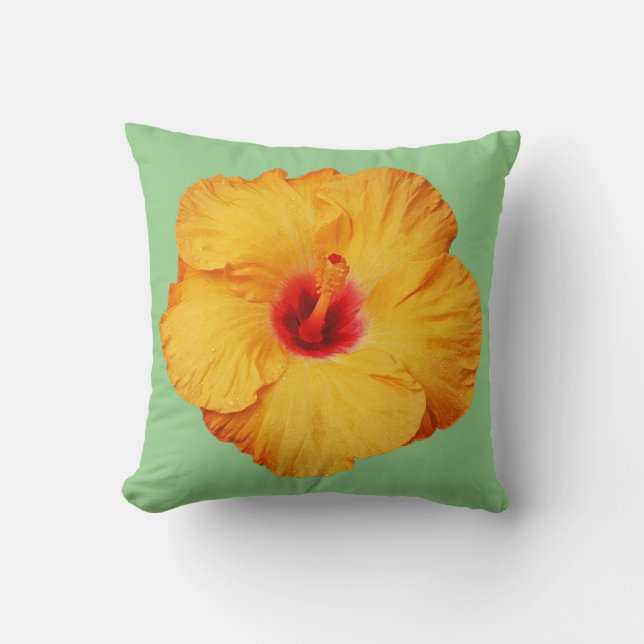 Coussin Belle fleur d'hibiscus orange (Recto)