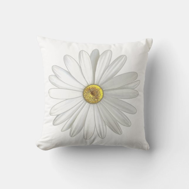 Coussin Belle Fleur marguerite sur blanc (Recto)