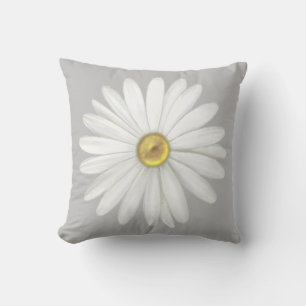 Coussin Belle Fleur marguerite sur gris clair