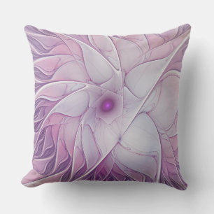 Coussin Belle Fleur Rose Moderne Art Fractal Abstrait
