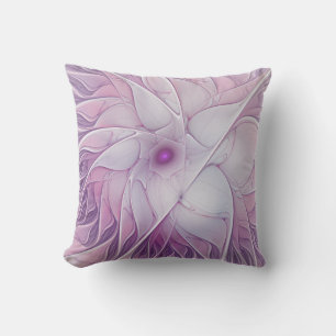 Coussin Belle Fleur rose moderne Fractal Art Abstrait