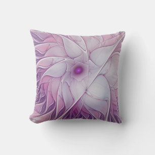Coussin Belle Fleur rose moderne Fractal Art Abstrait