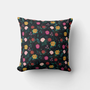 Coussin Belle Fleurs florissantes Motif de Jardin de nuit