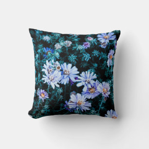 Coussin belle fleurs naturelles bleues