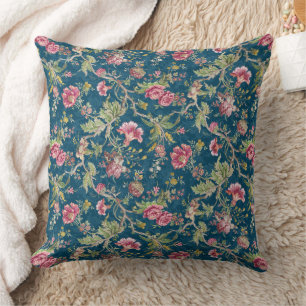 Coussin Belle Floral Fleurs colorées Arrière - plan bleu