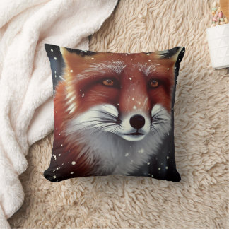 Coussin Belle Fluffy Renard Rouge en Neige
