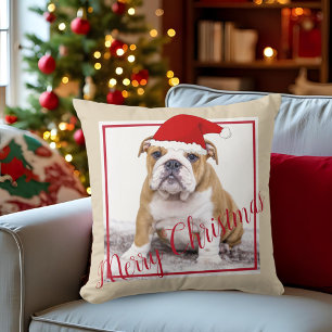 Coussin Belle Français Bulldog Joyeux Noël Photo