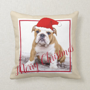 Coussin Belle Français Bulldog Joyeux Noël Photo