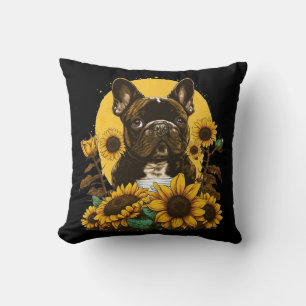 Coussin Belle French Bulldog Tournesol Lover Dessin Art