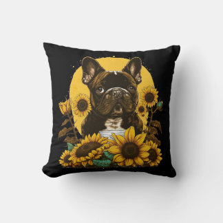 Coussin Belle French Bulldog Tournesol Lover Dessin Art