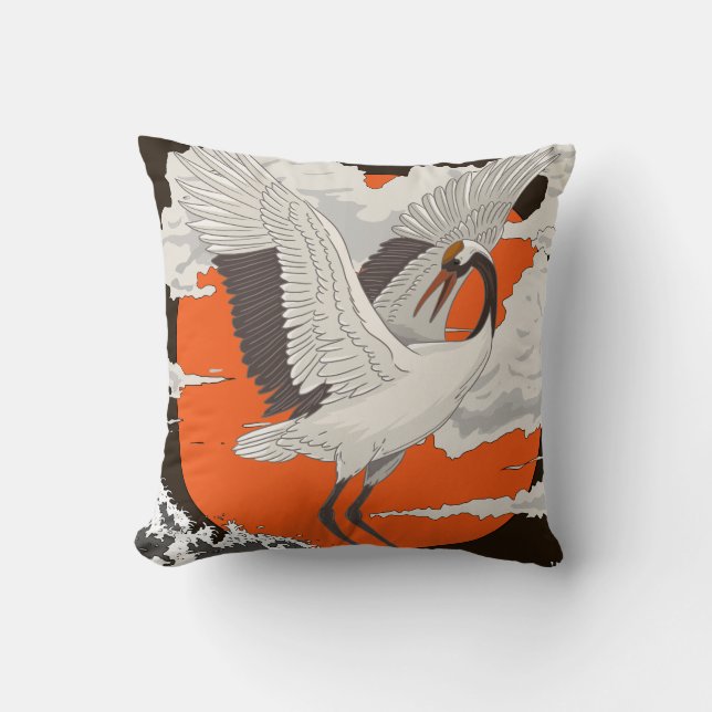 Coussin Belle Grue Japonaise (Recto)