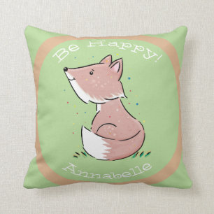 Coussin Belle illustration d'aquarelle verte pour bébé ren