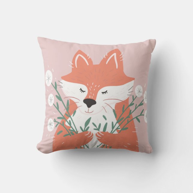 Coussin Belle illustration Fleurs d'odeur Fox (Recto)