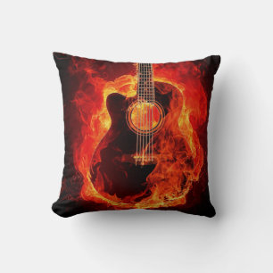 Coussin Belle image de guitare flamboyante