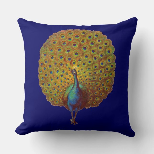 Coussin belle impression de paon victorien (Recto)