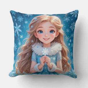 Coussin Belle jeune fille de neige