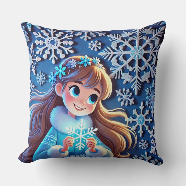 Coussin Belle jeune fille de neige (Recto)