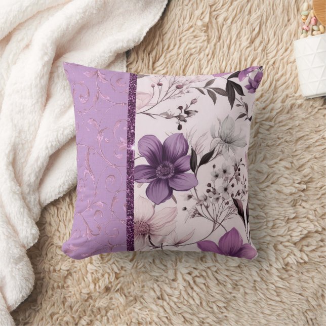 Coussin Belle lavande et rose floral (Couverture)