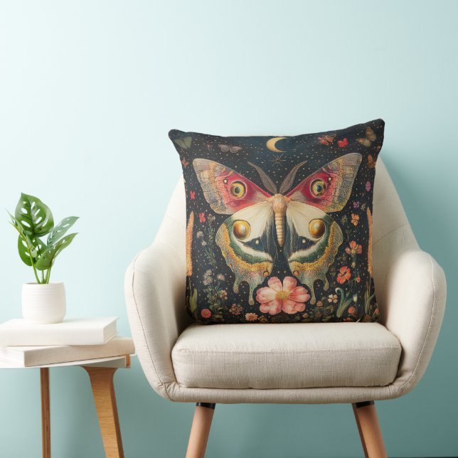 Coussin Belle lune de croissant de papillons (Chaise)