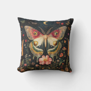 Coussin Belle lune de croissant de papillons